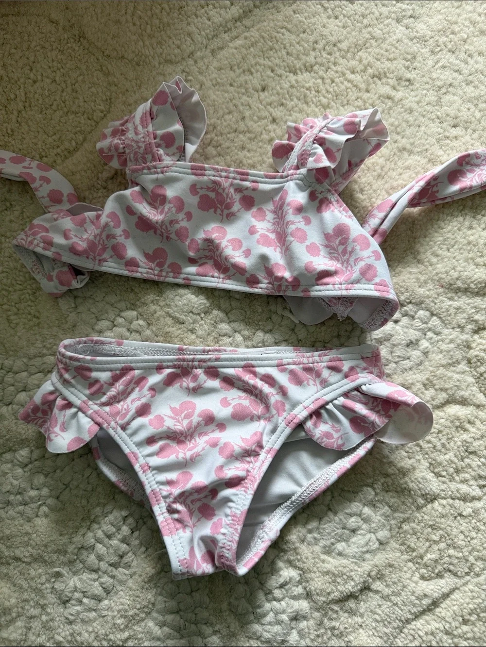 Minnow Pink Floral Ruffled Bikini Bottoms Size 1